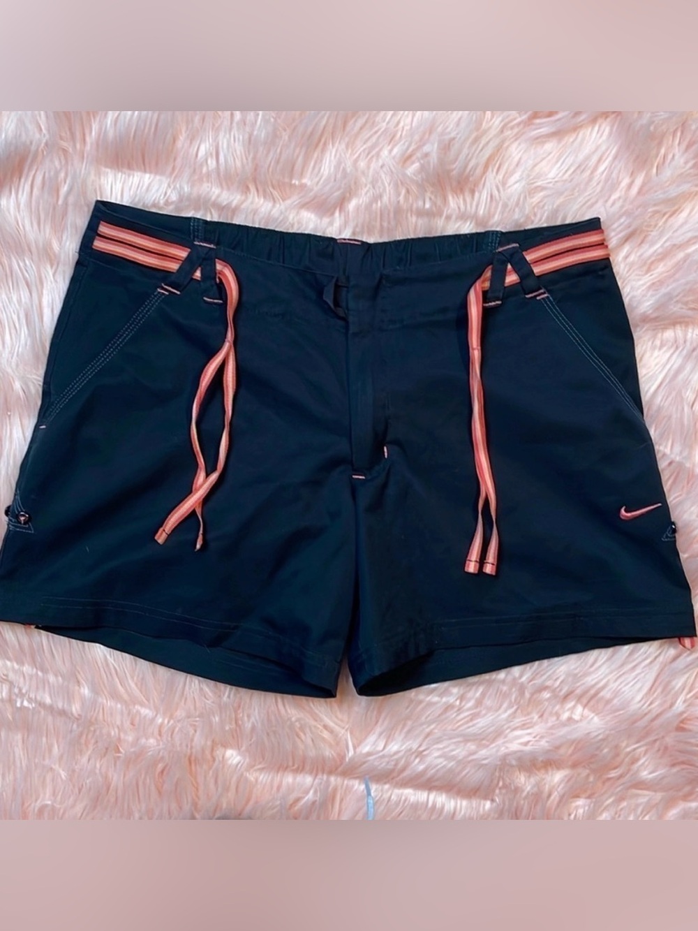 Nike Women's Black Athletic Shorts with Coral Trim